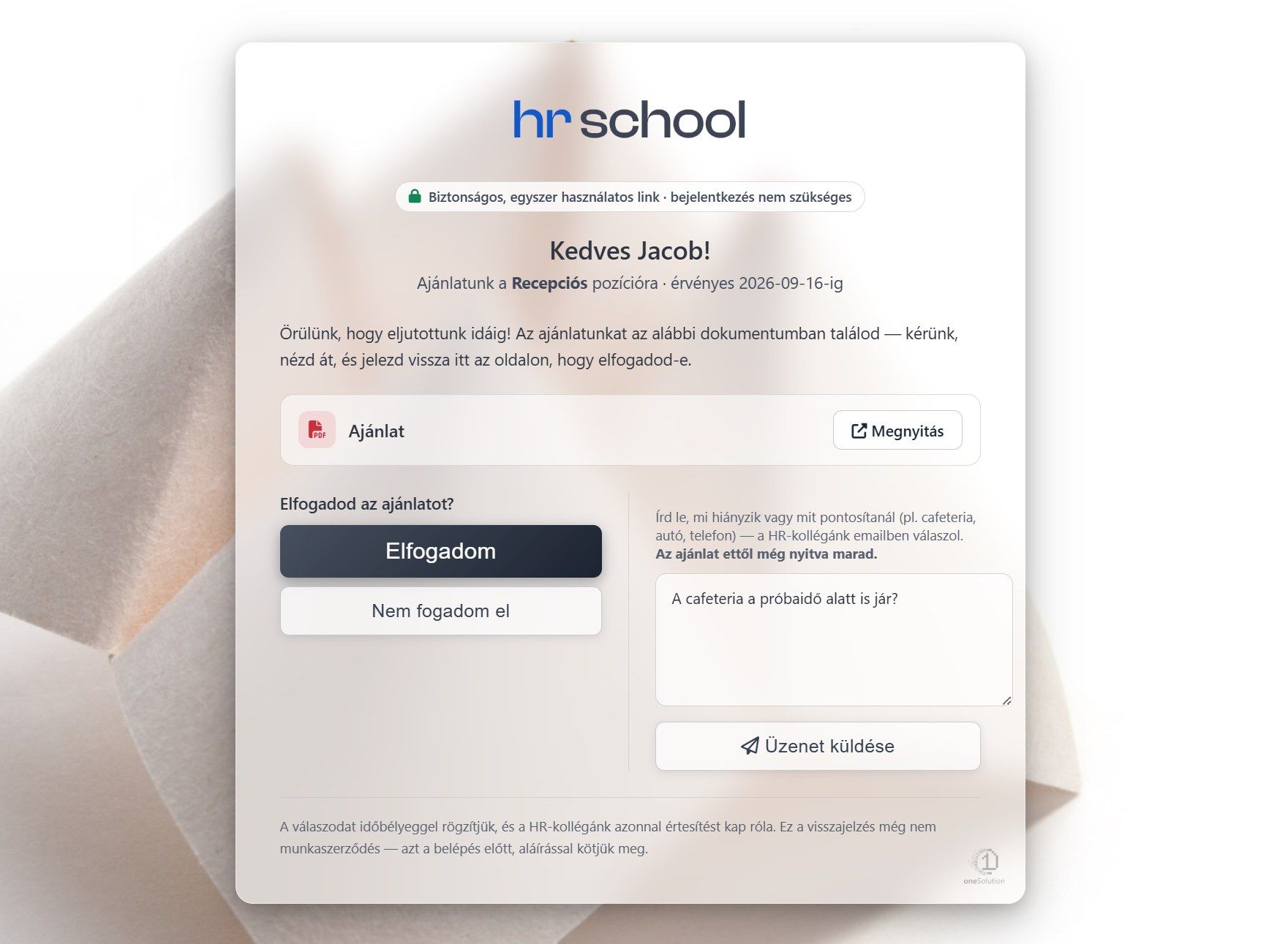 Token-based accept page