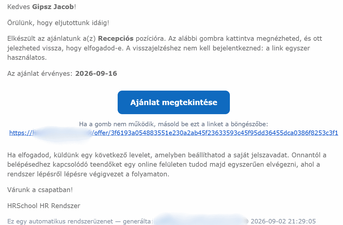 Offer by email